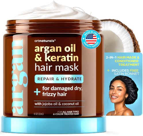 Artnaturals Hair Mask for Dry, Damaged Hair - Deep Conditioning Treatment – Argan Oil & Jojoba Treatment – Repair Mask for Curly, Frizzy Color-Treated Hair, For Hydrating Growth Repair Moisturizing