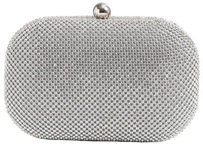 MICHELLE MOON Handtasche Damen Klein Elegant mit Glitzer | Abendtasche Silber | Clutch Silber Glitzer für Hochzeit, Party und besondere Anlässe | Handtasche Silber Damen mit abnehmbarer Schulterkette