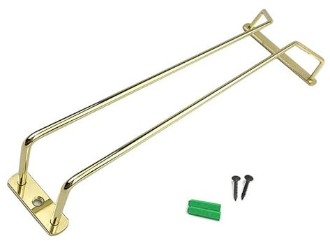Portabicchieri da vino sospeso in oro sotto il mobile, moderno porta bicchieri in acciaio dorato, organizer per appendere bicchieri con viti per cucina, bar(1 Row 35cm)
