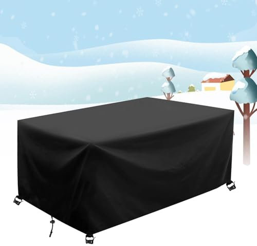 AJALGZ Abdeckungen für Gartenmöbel Wasserdicht 400x100x95cm/LxBxH Schwerlast Regenschutz und Staubfest Gartentisch Abdeckung Abdeckplane Rechteckige Abdeckung Gartenmöbel Winterfest-Schwarz