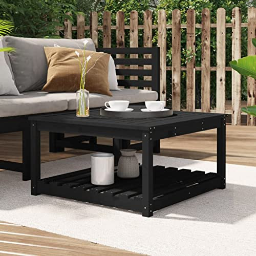 Xichuzi Gartentisch, Buffettisch, Garten Esstisch, Multifunktionstisch, Terrassentisch, Picknicktisch, Spieltisch, Flohmarkttisch, Schwarz 82,5x82,5x45 cm Massivholz Kiefer