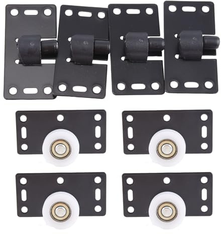 Jrifedptry Set di 4 ruote scorrevoli per ante scorrevoli, per armadietti, armadi, armadi, ruote in nylon silenziose e silenziose