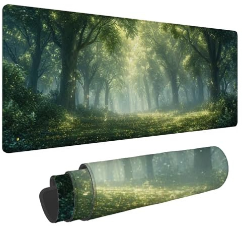Grün Mauspad 700x300x3mm Mousepad Groß, Wald Schreibtischunterlage mit Anti-Rutsch Basis, XXL Gaming Mouse Pad Verbessert Präzision und Geschwindigkeit for Maus und Tastatur, für PC, Laptop Büro N-181
