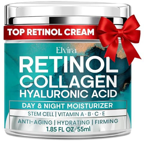 Elvira Retinol Anti Aging Face Moisturizer- Mothers Day Gifts，Collagen Cream With Stem Cell & Hyaluronic Acid, Instant Face Lift Cream for Skin Tightening and Firming,1.85 Fl Oz