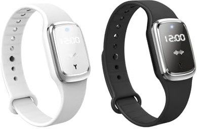 Pulsera repelente de mosquitos, pulsera electrónica ultrasónica antimosquitos para niños y adultos (negro y blanco)