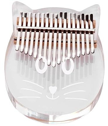 VANZACK Transparentes Kalimba Fingerklavier Katze Form Aus Acryl Daumenklavier Mit Gebogenen Tasten Für Anfänger Und Erwachsene Musikinstrument Geschenk Für Junge Mädchen