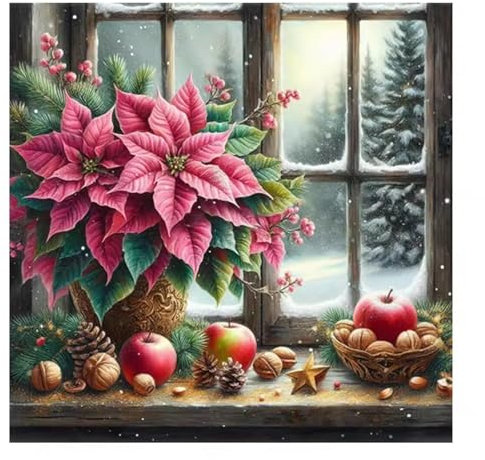 Muaor Diamond Painting Erwachsene,5D DIY Diamant Painting Bilder Fenster Tannenzapfen 30x30cm diamond painting art für erwachsene kinder,Square Full Drill diamant Kunst Set für Wanddekor