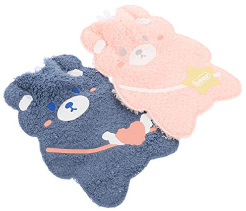 CALLARON 2pcs Cartoon Bear Hand Warmer Hot Water Bottle Winter Hand Warmers Portable Filled Heat Pack for Students Girls Belly Care Period Pain Relief Plush Cover Random Color