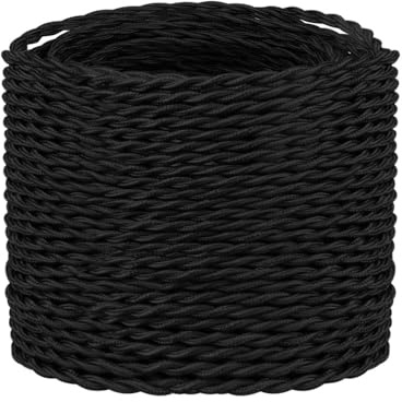 LEDSone 3 Core Twisted Black Fabric Electrical Wire Cable 10m Braided Flex | 10m Black Twisted Fabric Electrical Cable, 3-Core Flexible Wire Ideal for Pendant Lights, Lamps and Home Décor Wiring.