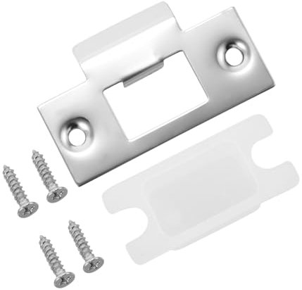 SHINEOFI Juego de Placas de Cerradero de Puerta Inoxidable Placa de Pestillo Refuerzo de Cerrojo Accesorios para Puertas de Madera Kit de Reparación 1 Juego