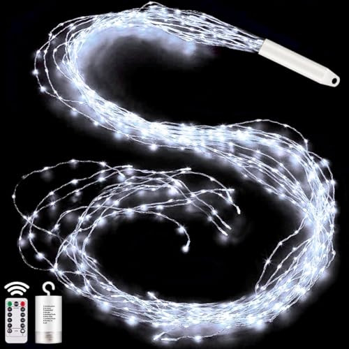 Cozymeow Cascata Luci Natale 1m 100 LED Cascata di Luci per Albero di Natale a Batteria, 8 Modalità Lampade Balcone con Timer, Impermeabile Luminosa per Natalizia Interno Esterno Decorazione - Bianco