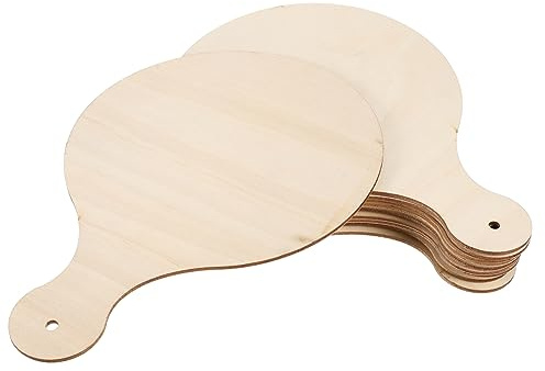 Tagliere Legno Tondo Rotondo Non Finito 10 Pezzi con Manico | Tagliere Faggio, Superficie Liscia senza Bave, per DIY e Baking