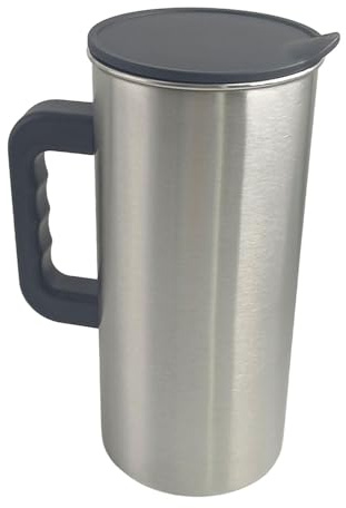 perfk Jarra de Acero Inoxidable, Jarra de Agua, Resistente al, Recipiente Ancho para Bebidas con Tapa y asa para el hogar, la Cocina y la Oficina, Negro