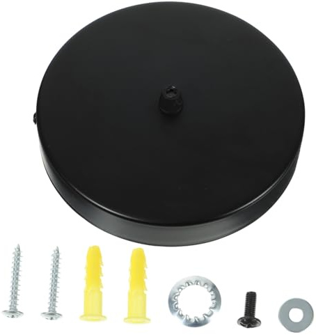 FONDOTIN Piastra Di Copertura in Ferro Per Plafoniere, Piastra Da Soffitto Per Lampadario Rotonda 15cm, Colore Nero Vintage Per Illuminazione Casa, Ristorante e Bar