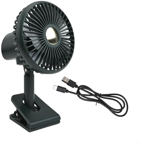 Ventilateur USB de voiture avec rotation à 360° et 3 vitesses réglables et silencieuses pour tableau de bord de voiture et refroidissement de bureau, mini refroidisseur de bureau 5 V CC avec 200 (vert