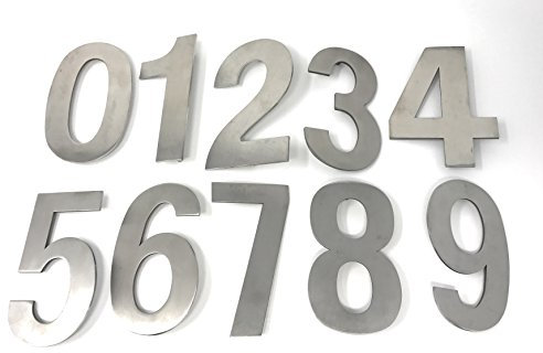 Bayram Hausnummer Edelstahl 130mm | Verschiedene Zahlen Rostfrei | Hausschild mit Ziffern 0 1 2 3 4 5 6 7 8 9 | V2A große Tür-Schilder gebürstet Hausnummernschild (Nr. 4)