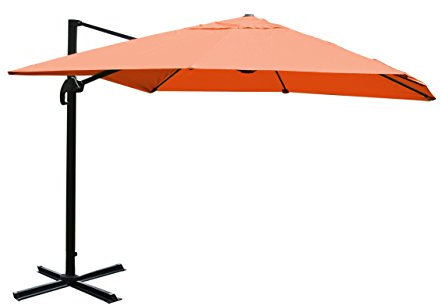 Mendler Ampelschirm HWC-A96, Gastronomie Sonnenschirm, 3x3m (Ø4,24m) Polyester/Alu 23kg drehbar - terracotta