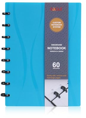 Eagle - Cuaderno Discbound de tamaño mediano, personalizable, funda de poliéster, con 60 hojas a rayas