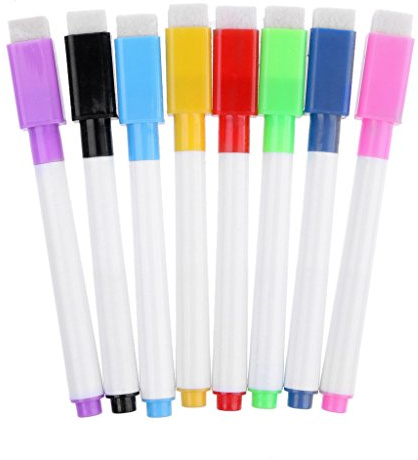 Lamdoo Whiteboard-Stifte und Radiergummi magnetisch 1 Satz magnetischer Whiteboard-Stift löschbarer Marker Büro-Schulbedarf 8 Farben