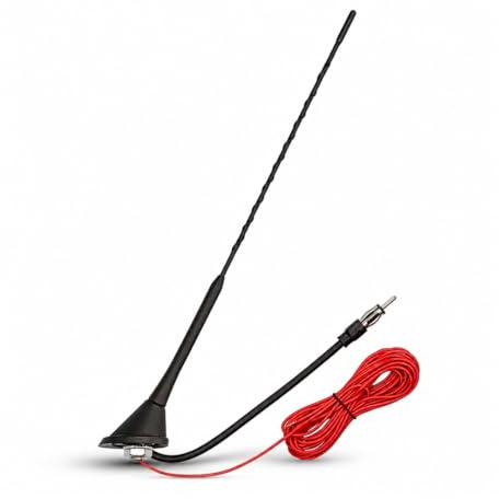 Audioproject A283 - Universal Auto-Antenne 40cm mit Fuß 16V Antennen-Stab + Verstärker KFZ Dach Auto-Radio kompatibel für VW Golf 4 5 6 Passat Polo Audi Opel Corsa Astra Ford BMW Mini Seat Skoda