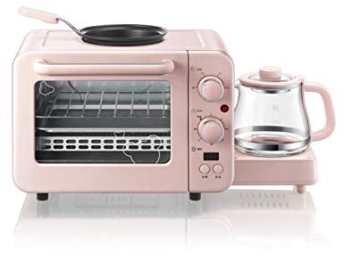 JKDKK Oven Multifunction 3 in 1 Breakfast Machine 8L Electric Mini Oven Coffee Maker Eggs Frying Pan Household Bread Pizza Oven Grill,1