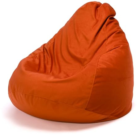 Ecopuf - Fuzzy Amore Plush Puff - Chaise Longue i mikrofiber - Inomhusfåtölj - Sittsäck Barnrum - Väska med polystyrenbollstoppning - 80x110cm - XL - Orange A44