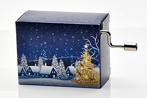 Spieluhr mit dem beliebten Weihnachtslied Leise rieselt der Schnee (Kurbelwerk, Mini-Drehorgel, Spieldose, Musik Box) schönes Geschenk im kunstvoll bedruckten Karton mit abgedruckten Liedstrophen