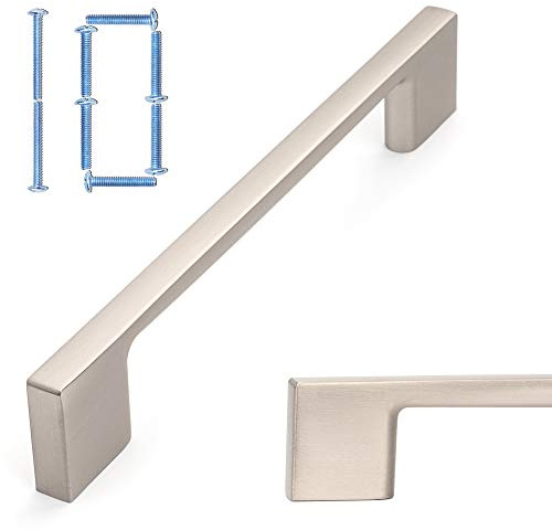 KOOFIZO 10 Pack 5 Inch Brushed Nickel Kitchen Cabinet Pulls Stain Nickel Cabinet Handles Silver Cabinet Hardware for Kitchen Cabinets Drawer P01 Dresser Cupboard Bedroom Bathroom