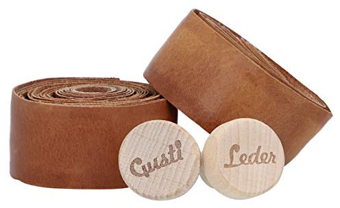 Gusti Leder Lenkerband Adri V. – 2x Griffband selbstklebend 200 cm – Gravelbike- & Rennrad Lenkerband Leder inkl. Korkstopfen für sicheren Halt
