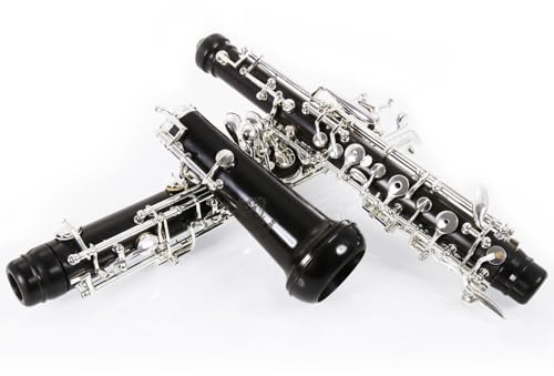 Rochix Oboe Professional Performance Level WHS36 Ebenholzkorpus versilbert halbautomatischer C-Ton mit 2 Blättern, 1 Reinigungstuch, 1 Oboe-Tupfer, 1 Daumenauflage, 1 Etui und mehr