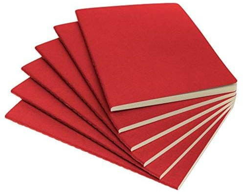 Simply Genius (6pk) Travel Journal A5 Dotted Bullet Journals, Dot Grid Notebook for Women and Men, 5x5 x 8.25 Inches, 92pg, Red