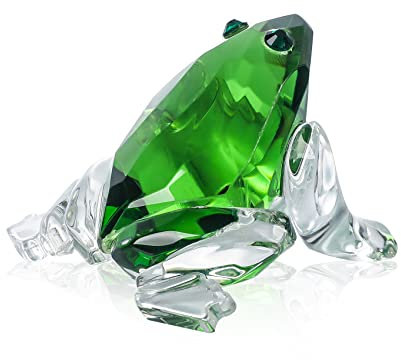 Movdyka Glass Green Frog Figurine Collectibles Crystal Cute Frog Annimal Gifts for Women Table Centerpiece Decorative Ornament