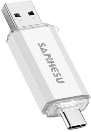 SANKESU 512GB USB Stick 3.0 USB C Flash-Laufwerke USB-A & Typ-C OTG Speicherstick, Dual Memory Sticks für PC/Tablet/Laptop/Typ C Handy(Silber)
