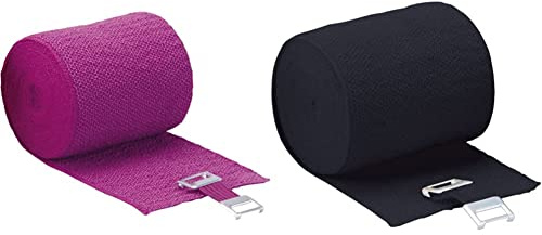 Höga Lastic-Color, lila, 8 cm x 5 m gedehnt, dauerelastische Idealbinde, 1er Pack (1 x 0.047 kg) & Lastic-Color, schwarz, 6 cm x 5 m gedehnt, dauerelastische Idealbinde, 1er Pack (1 x 0.036 kg)