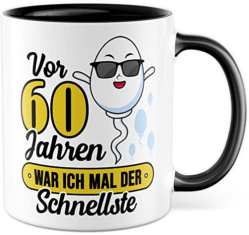 Geburtstag Tasse Lustig 60 Geschenkidee Kaffeetasse Spermien mit Sonnenbrille 60ter Geburtstagskind Geschenk Samen Witz Kaffee-Becher witziger Spruch Happy Birthday Humor