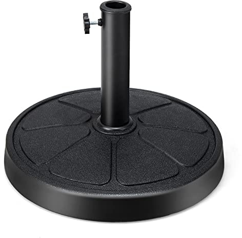 GYMAX Base Rotonda per Ombrellone, Robusto Portaombrelli da Esterno in Resina, Base Ombrellone da Esterno per Pali da 38/48mm