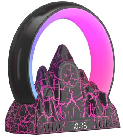 LOGT Atmosphä Renlampe Mit Kabellosem Ladegerät RGB LED Wecker Tischlampe Mit Musiksynchronisierung Dimmbar Tragbare Nachtlicht,Radio Ambienteleuchte,Schwarz