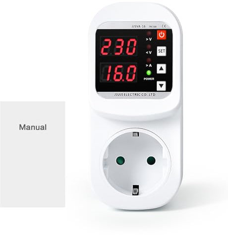 Ailao Protezione da sovratensione Presa LED Regolabile Protezione da sovratensione Adattatore per Presa di Corrente 230V AC 16A, spegnimento Automatico in Caso di sovratensione, Plug And Play.