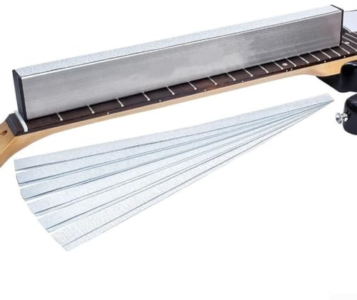 Gitarren-Nivellierstange, Gitarrenbund-Polierset, Gitarrenhals-Bundbalken Nivellierstange Gitarrenbauer-Werkzeuge mit 6 x Ersatzschleifpapier