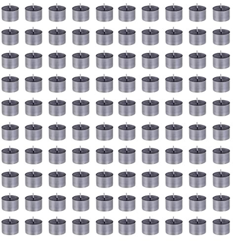 Mega Candles 100 pcs Unscented Jumbo Black Tea Lights Candles, Pressed Wax Candle 8 Hour Burn Time, Home Décor, Wedding Receptions, Occasions, Festivities, Events, Meditations, Prayers, Vigil, Altar