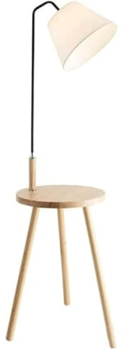 REEKOS Lámpara de Pie Lámpara de Piso Lámpara De Pie Nórdica con Trípode Y Lámpara De Pie con Bandeja, Lámparas Altas, Lámpara De Pie De Mesa De Centro De Madera Lampara de Pie Lampara de Piso