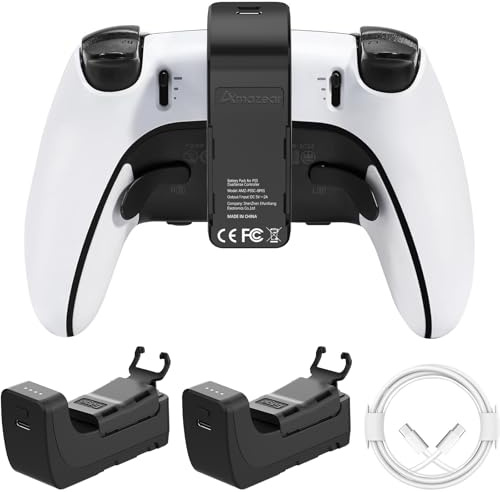 Battery Pack Compatible with PlayStation 5 DualSense Edge Controller, PS5 Accessories 3500mAh Fast Charging Portable Dual Sense Wireless Charger, Extra Rechargeable Battery Life for Gaming, 2 Pack