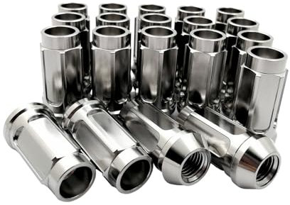 RISON-Titanium Auto Anti-Diebstahl Radmuttern M12x1.5x45mm, 20 Stück Titan Radmutter mit Steckschlüssel, Sicherungsmuttern Radschloss Radmutter Felgenschloss-Muttern Open End Lug Nuts