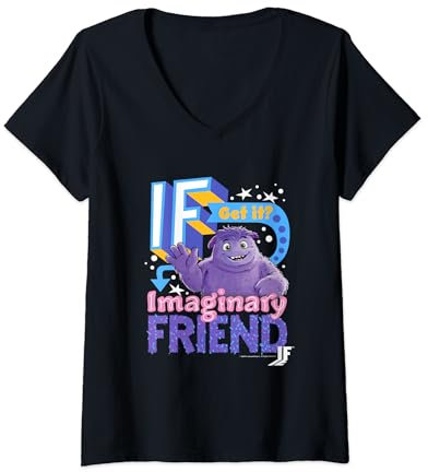 Femme IF Movie Imaginary Friend Get It Jumble Collage Bright Logo T-Shirt avec Col en V