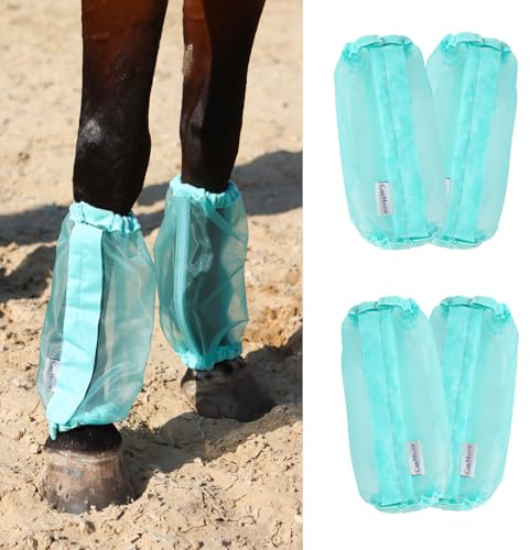 CareMaster Universal Size Horse Leggings Fine Mesh Greatly Reduce Stomping Breathable Horse Boots Leg Wraps (Set of 4) Summer Mint