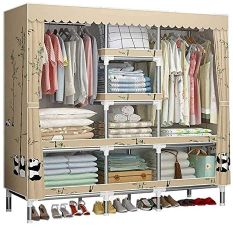 Tragbarer Kleiderschrank aus Stoff, Stoffschränke für Schlafzimmer, mit Metallregal und Staubschutz, schnell, Schlafzimmer, Wohnzimmer, Arbeitszimmer, Schuhe,