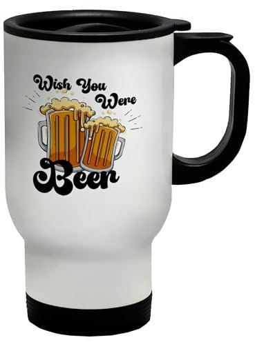Shopagift Wish You were Beer Travel Mug Drinking Funny Joke Drink Stainless Steel 14oz Cup
