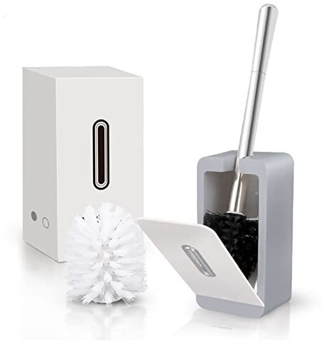 Spazzolone WC Spazzola for Servizi igienici in Silicone Setola Morbida Bagno a Muro Bagno Brush Brush Set Set Pulito Strumento Pulito Accessori Thermo PLASTICA Scopino per WC(Grey)