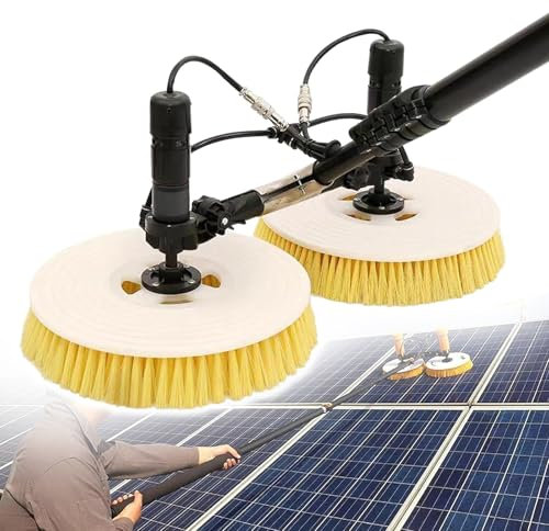 Eastnmythet Solar Panel Cleaning Tool, Electric Dual Head Solar PV Panel Cleaning Robot, Solar Panels Water Fed Brush,Dual Purpose-3.5m/11ft