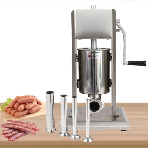 ylpddmm 2L/3L/5L/7L/10L/15L Manual Sausage Stuffer Maker,304 Stainless Steel Sausage Maker Adjustable,2 Speed, Sausage Filling Machine with 4 Stuffing Tubes,10L